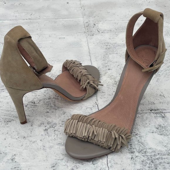 Joie Women Heels Leather Suede Upper Fringe Pump Shoes Size 38.5 - Picture 6 of 12